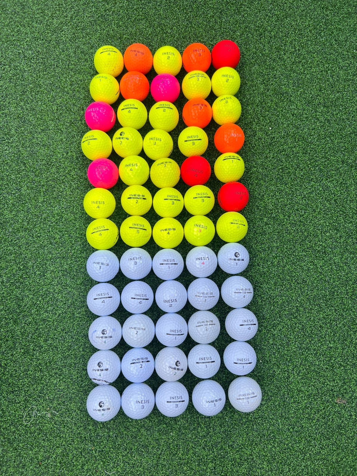 50 Inesis golfballen - gereinigd en gecontroleerd, Ophalen of Verzenden, Gebruikt, Bal(len), Overige merken
