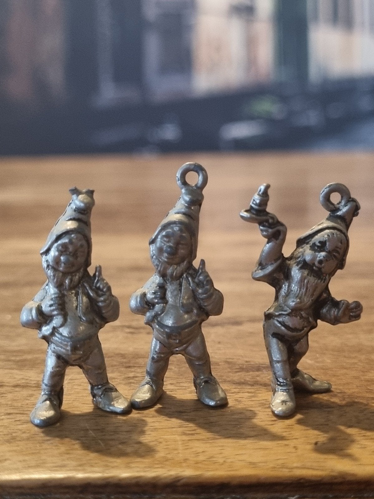 Set van 3 tinnen kabouter beeldjes, Ophalen of Verzenden, Gebruikt