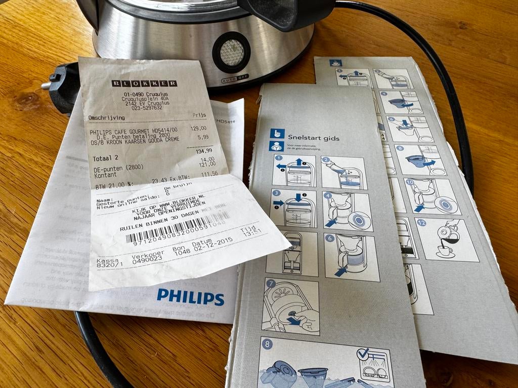 Philips Café Gourmet HD5414/00 koffiezetapparaat, Witgoed en Apparatuur, Koffiezetapparaten, Gebruikt, 10 kopjes of meer, Koffiemachine