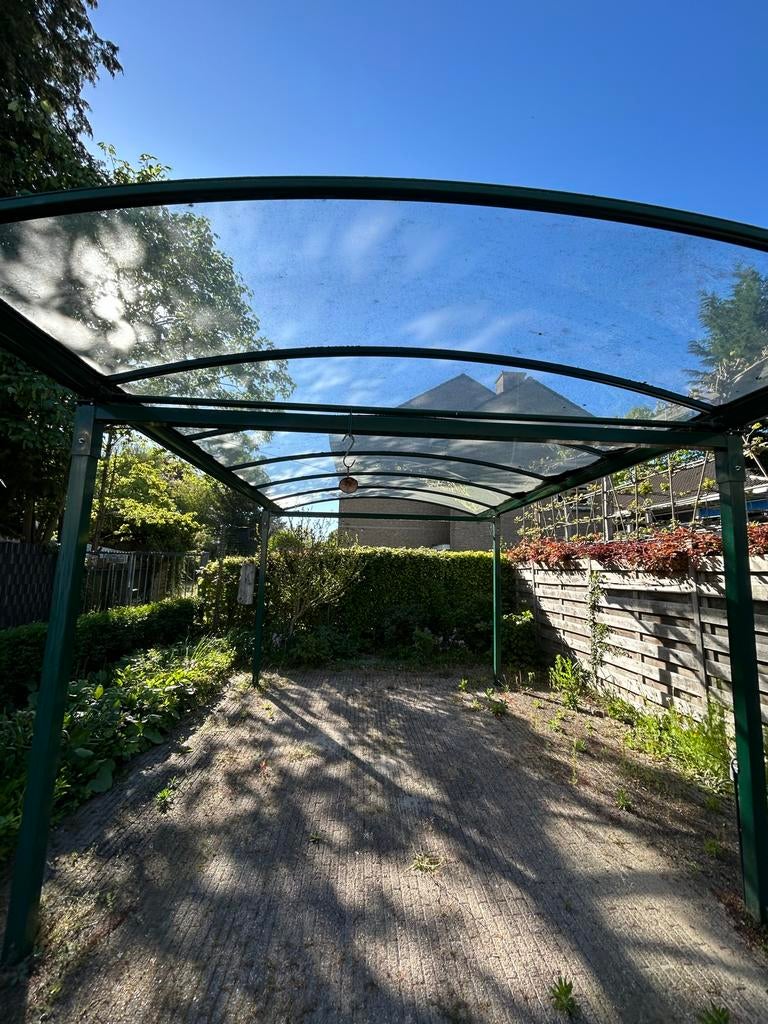 Robuuste Carport/Overkapping - Groen Metaal & Transparant Da, Tuin en Terras, Overkappingen, Ophalen of Verzenden, Gebruikt, Carport