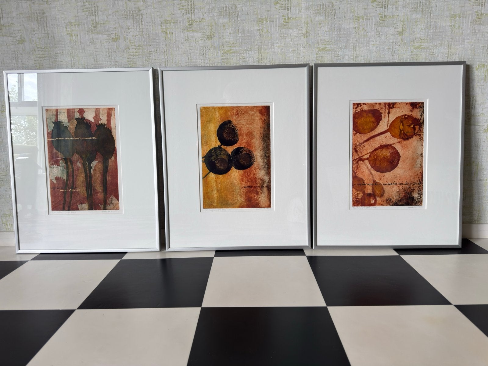 Set van 3 ingelijste prenten - Magré Romein, Ophalen of Verzenden, Print, Prent, Genummerd