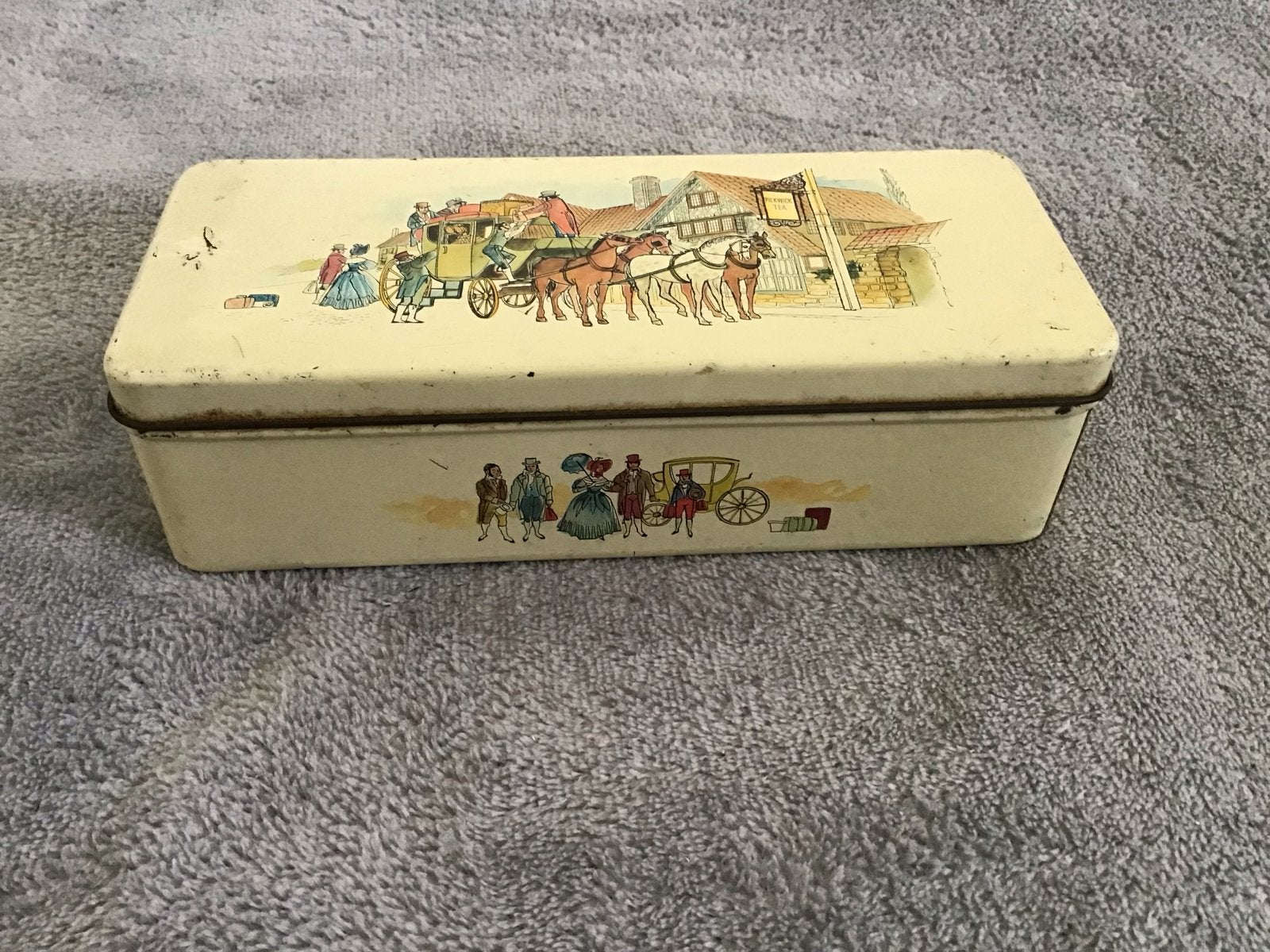 Vintage Pickwick blikje met koets en paarden tafereel, Ophalen of Verzenden