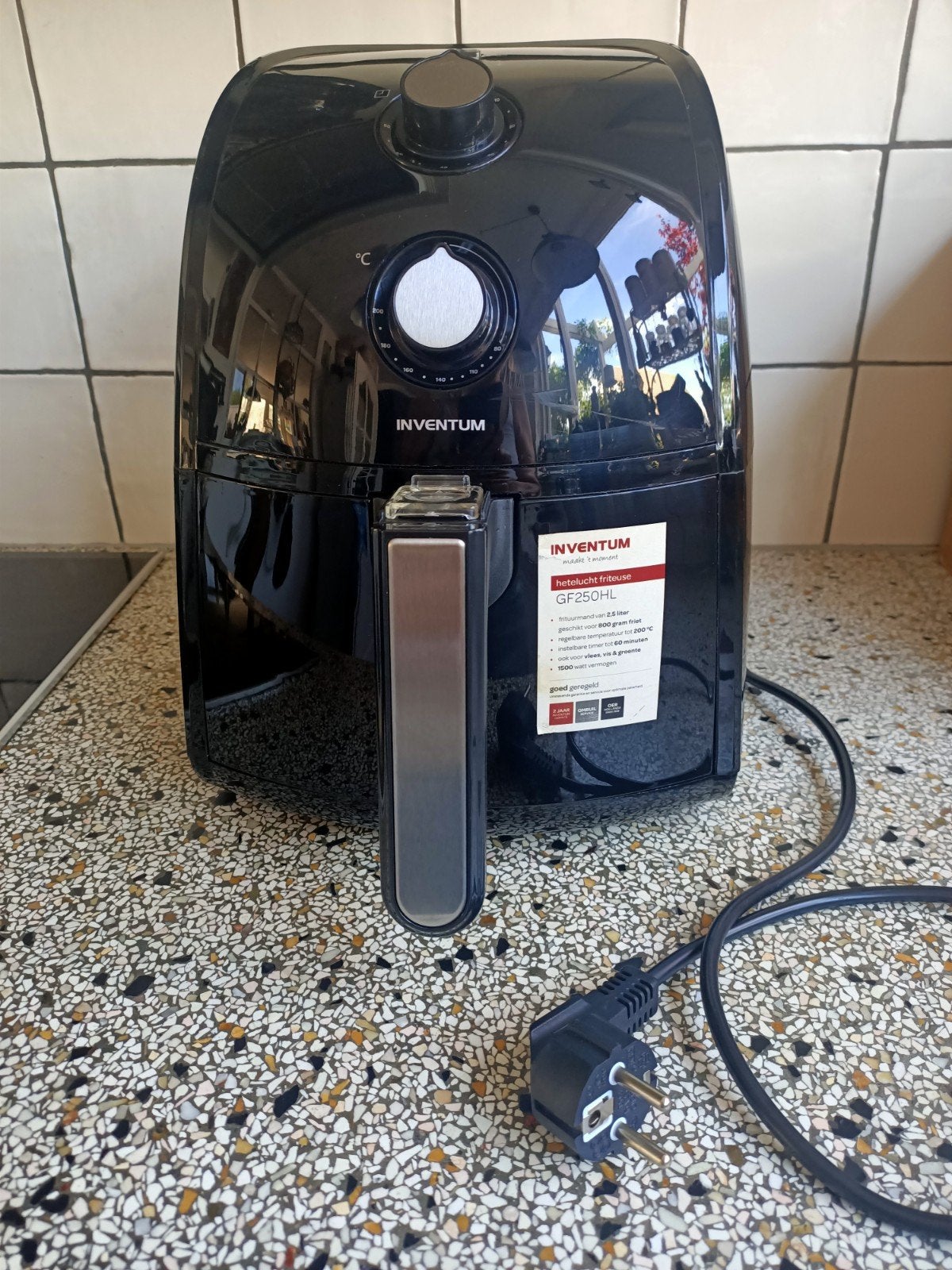 Airfryer hetelucht friteuse Inventum GF250HL zwart., Ophalen of Verzenden, Zo goed als nieuw, Airfryer, 750 t/m 999 gram