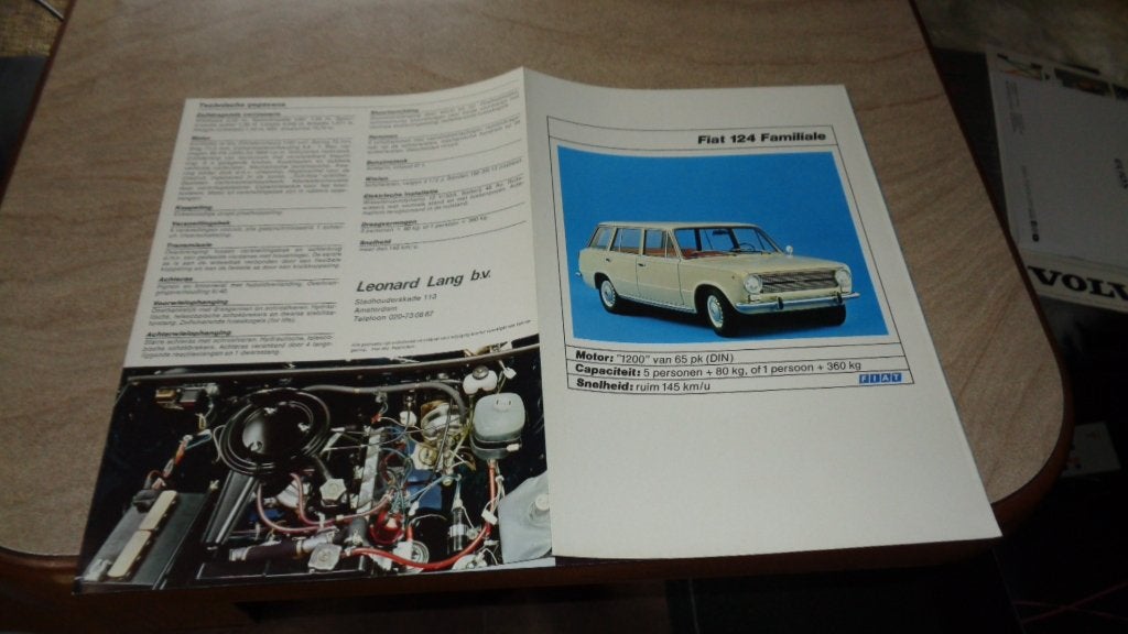 Folder  FIAT  124  FAMILIALE, Verzenden, Nieuw, Overige merken