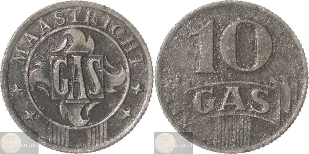 Gaspenning 10 Cent z.j. (1942) 'Maastricht', Postzegels en Munten, Ophalen of Verzenden, Overige materialen, Nederland
