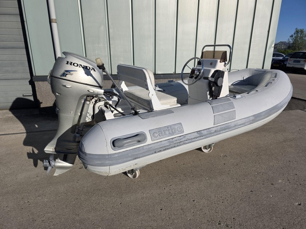 Caribe Rib rubberboot met 10pk Honda, Watersport en Boten, Rubberboten, Overige merken, Voorling, 140, Gebruikt, Bakker Boten