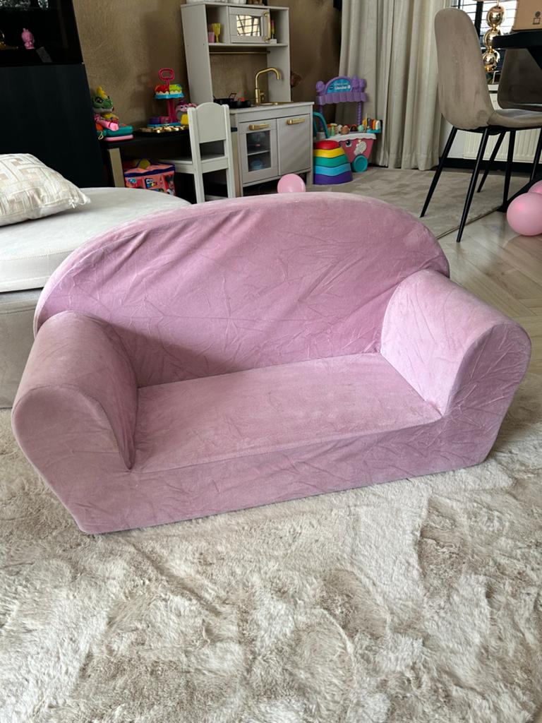 Kinder bankje stoel roze velvet, Ophalen of Verzenden, Zo goed als nieuw, Rechthoekig, Minder dan 50 cm