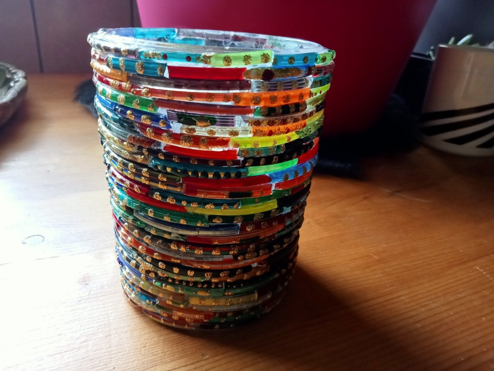 Sfeervolle glazen waxinelicht houder ca 10x 8 cm, Ophalen of Verzenden, Gebruikt, Overige materialen