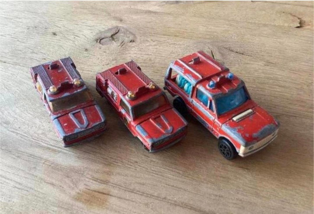 3x Majorette brandweervoertuigen – Made in France, Ophalen of Verzenden, Gebruikt, Auto