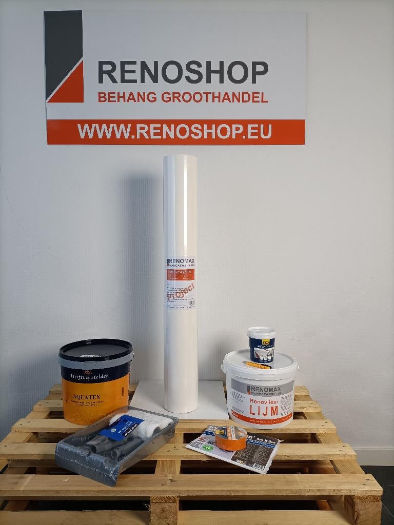 Renovlies 150grams glad met lijm en Herfst en Helder latex, Ophalen, 25 tot 50 m², Wit, Glad