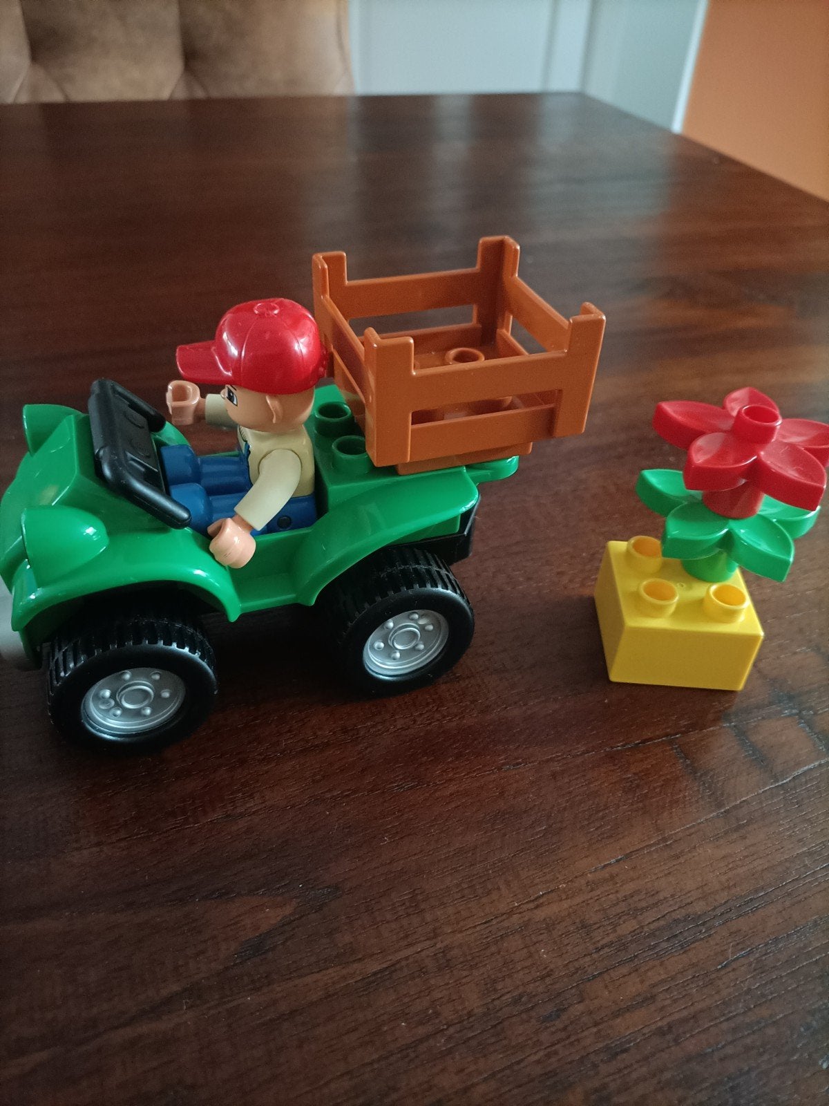 vintage Lego Duplo Quad met figuur en bloem, Ophalen of Verzenden, Gebruikt, Complete set, Duplo