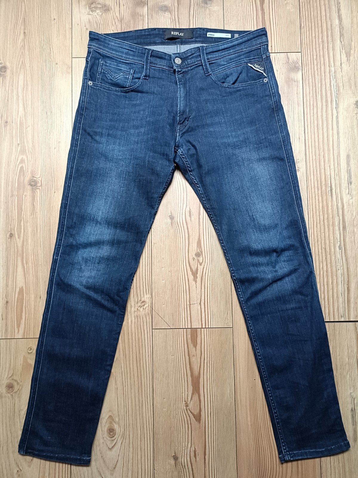 Replay anbass stretch maat 33-32, Ophalen of Verzenden, Zo goed als nieuw, Blauw, W33 - W34 (confectie 48/50)