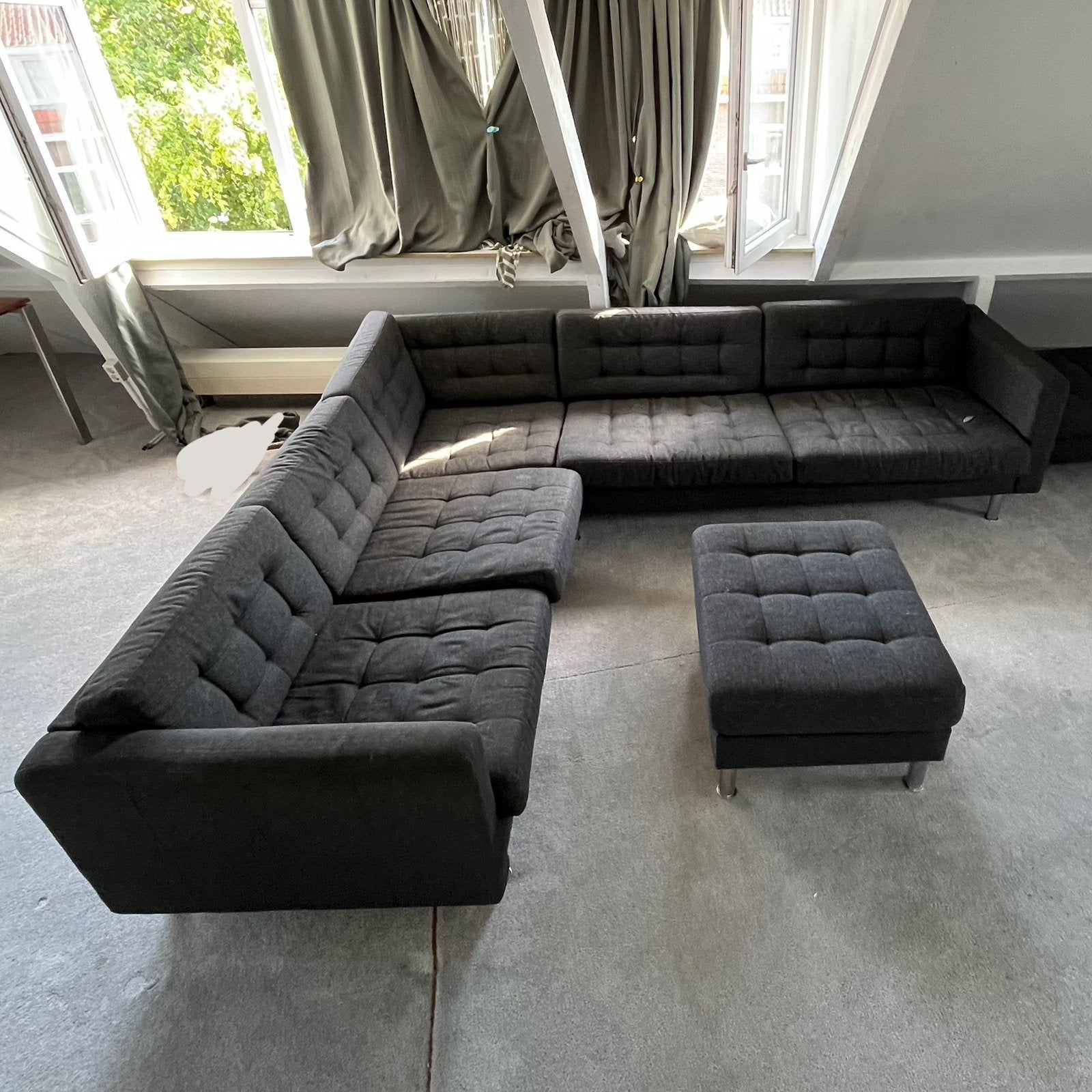 IKEA LANDSKRONA 5-zits hoekbank + voetenbank, Ophalen, Gebruikt, Stof, Modern