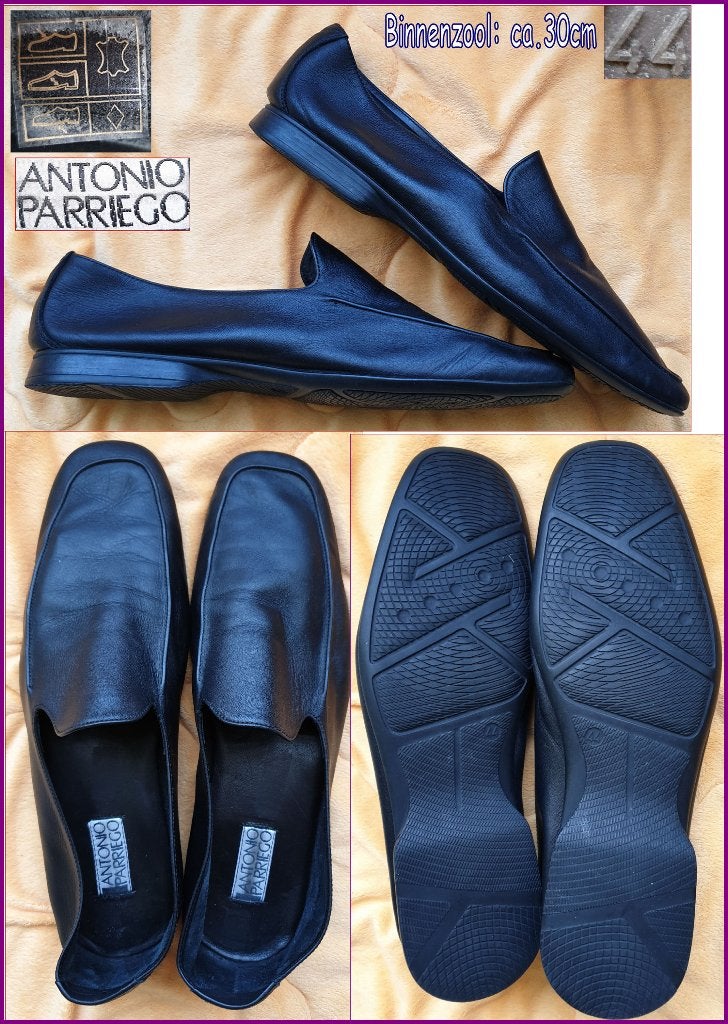 ANTONIO PARRIEGO zachte leren instappers maat 44 nieuw, Loafers, ANTONIO PARRIEGO, Zwart, Nieuw