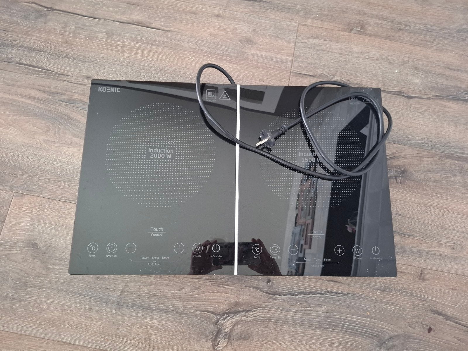 Koenic Inductie Kookplaat 2000W + 1500W - Draagbaar, Ophalen, 3 kookzones of minder, Zo goed als nieuw, Inductie
