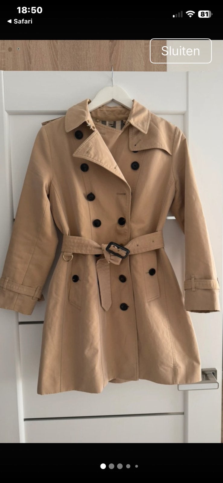 Burberry trenchcoat dames XS, Ophalen of Verzenden, Gedragen, Maat 34 (XS) of kleiner, Beige