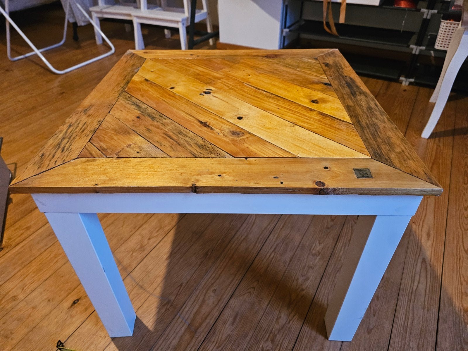 Riviera Maison Salontafel van gerecycled hout, Ophalen, Gebruikt, 50 tot 100 cm, Vierkant