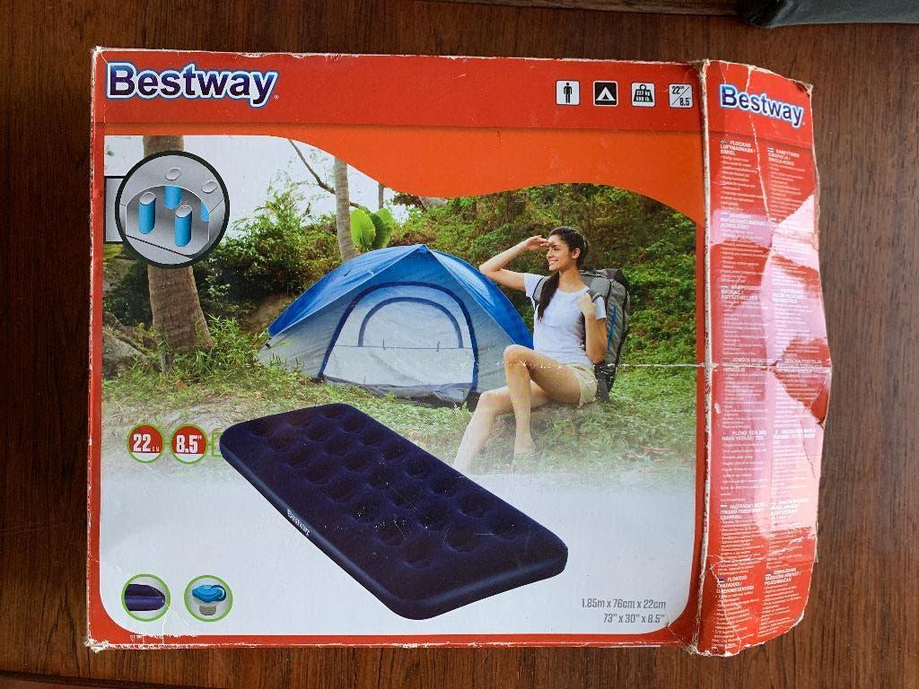 Bestway luchtbed, air mattress; 1.85m x 76cm x 22cm, Overige materialen, Eenpersoons, Blauw, Zo goed als nieuw
