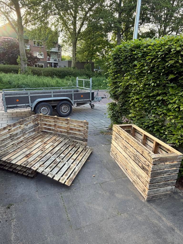 Bankje en Houten plantenbakken / moestuinbakken van pallets, Tuin en Terras, Terrasdelen en Vlonders, Ophalen of Verzenden, Nieuw