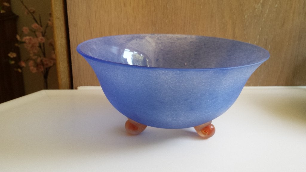 Glazen blauwe schaal, Schaal, Rond, Ophalen of Verzenden, Glas