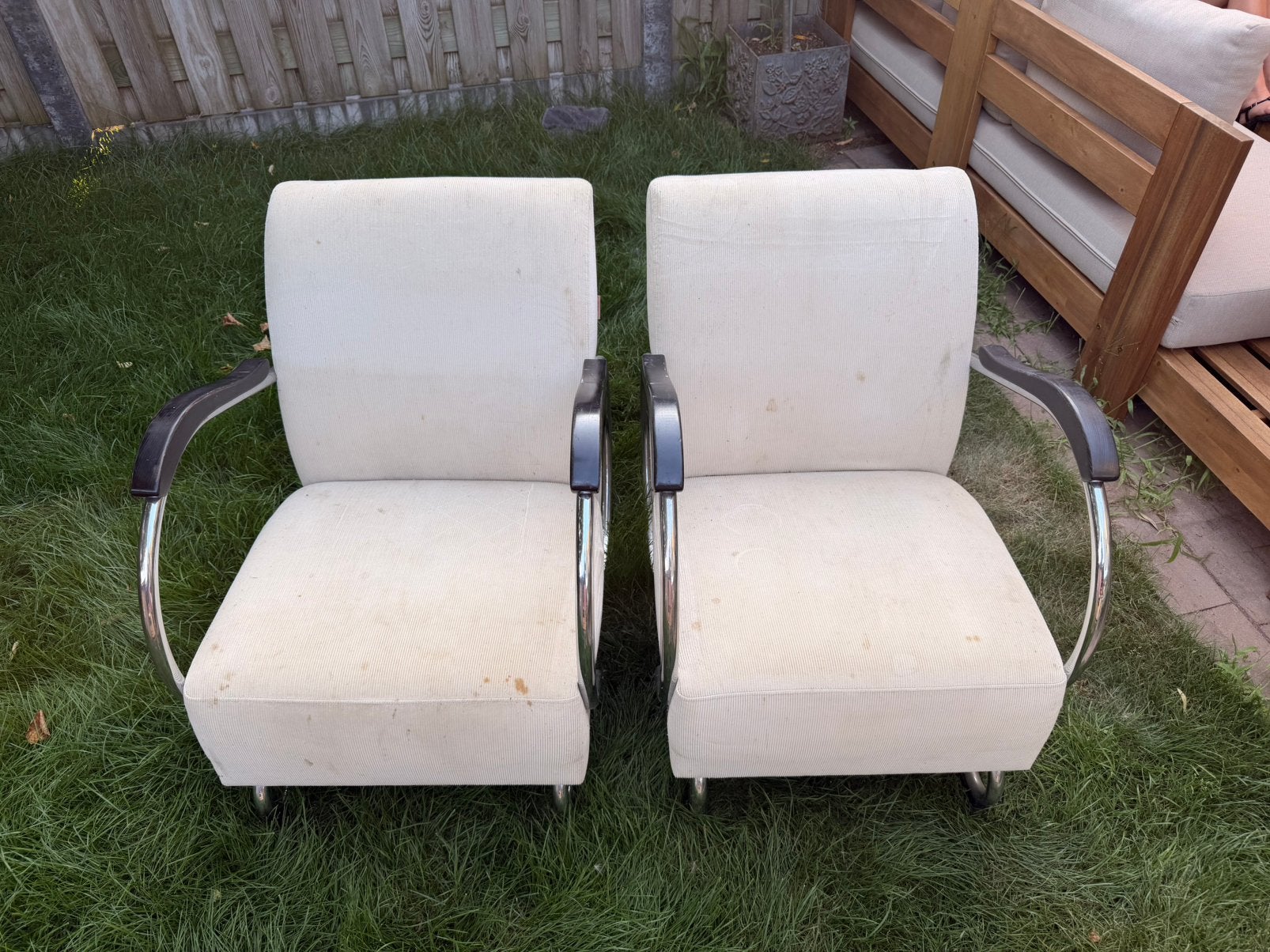 Set vintage Dykmeyer design fauteuils – stalen buisframe –, Ophalen, Gebruikt, Twee, Zwart