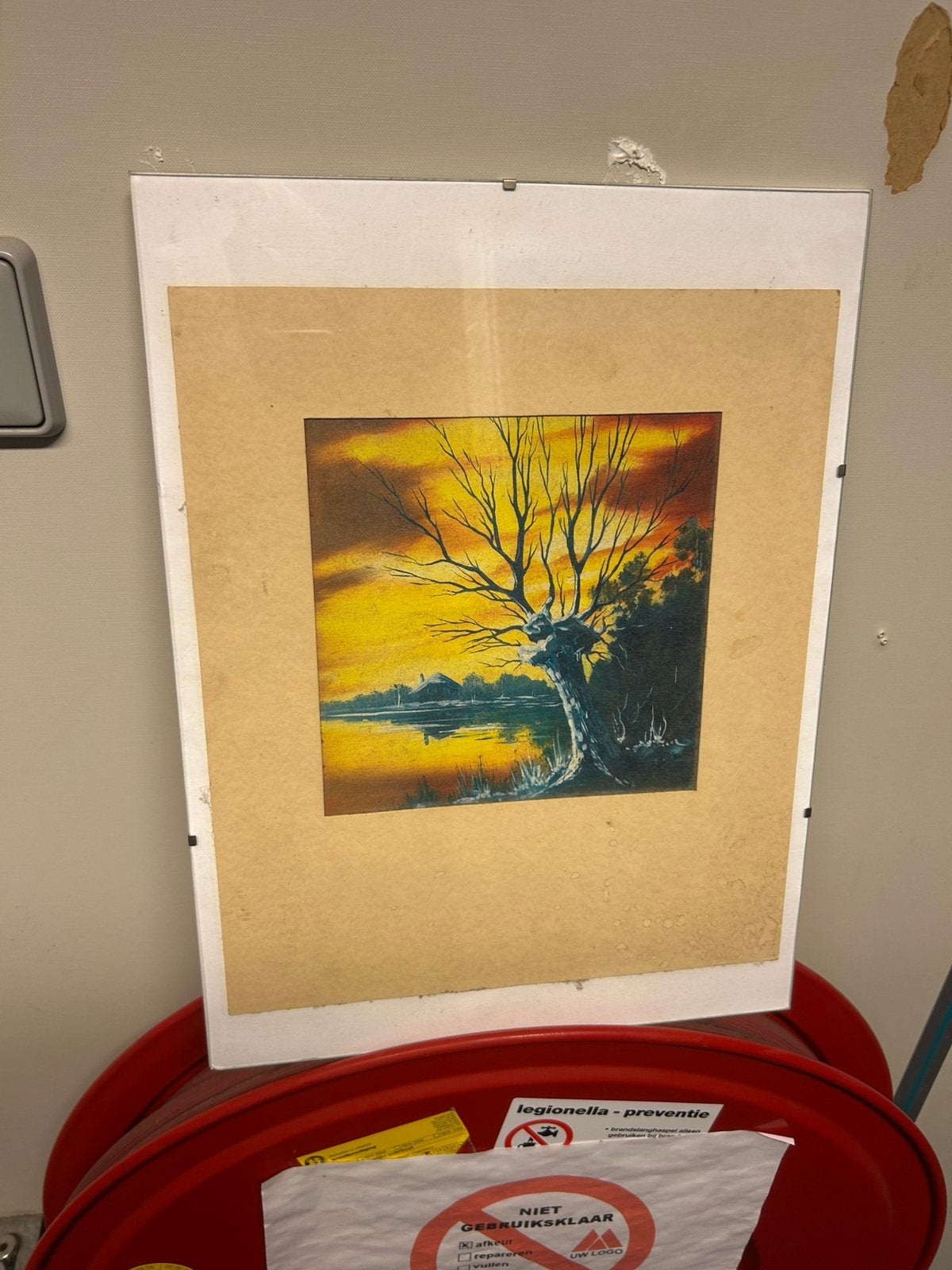 Prachtige wilgenboom met klein huisje schilderij, Ophalen