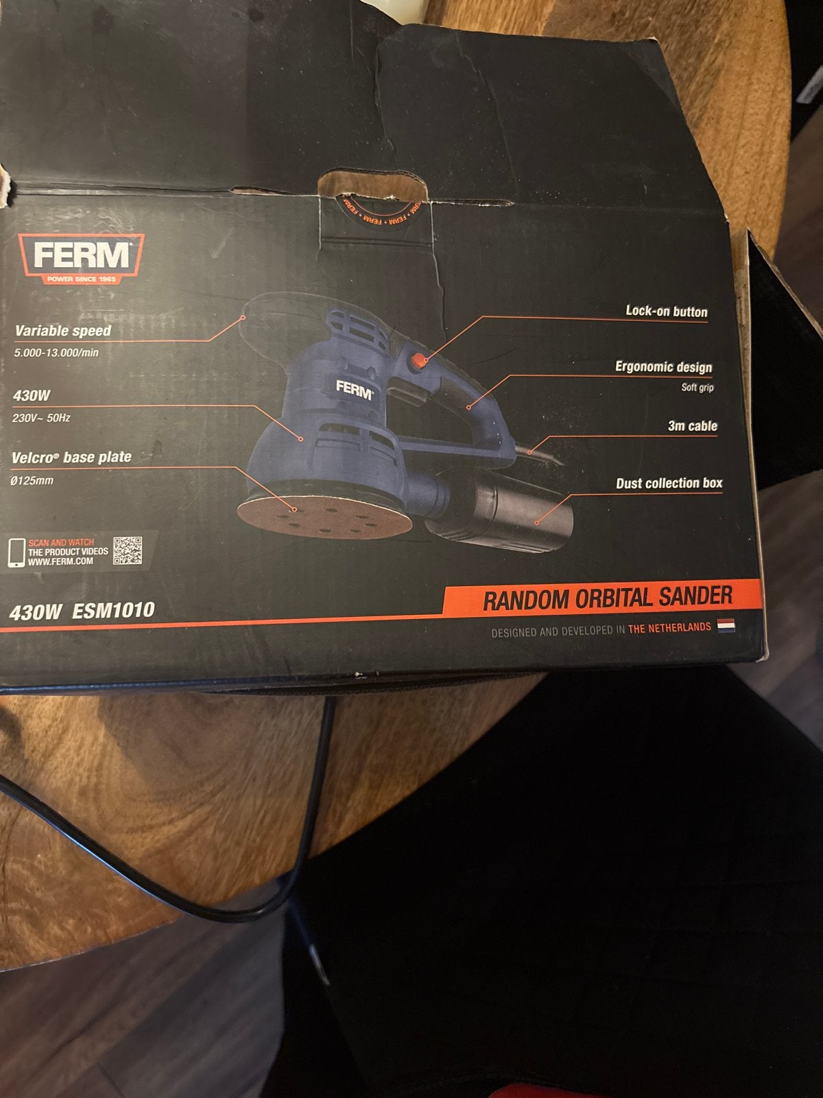 Ferm ESM1010 Excentrische Schuurmachine 430W, Doe-het-zelf en Verbouw, Gereedschap | Schuurmachines, Ophalen of Verzenden, Gebruikt