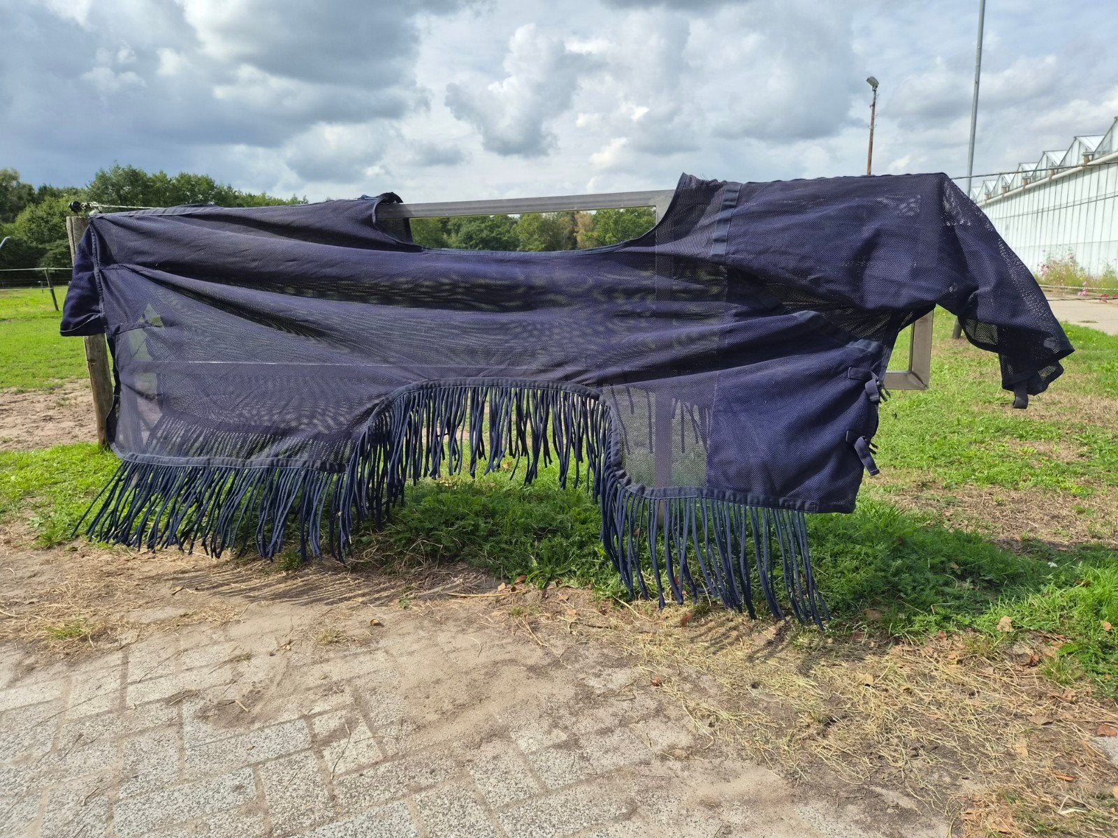 Vliegendeken met zadeluitsparing, blauw., Ophalen of Verzenden, Gebruikt