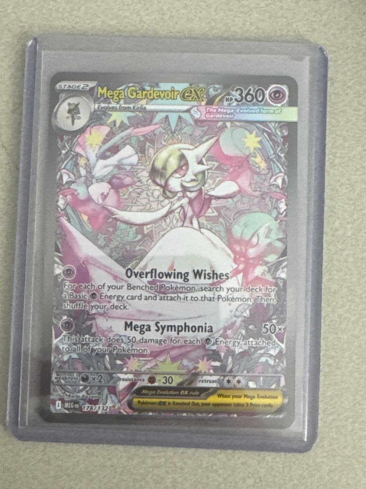 Mega Gardevoir EX Pokémon kaart (Full Art) mint, Ophalen of Verzenden, Zo goed als nieuw, Losse kaart, Foil