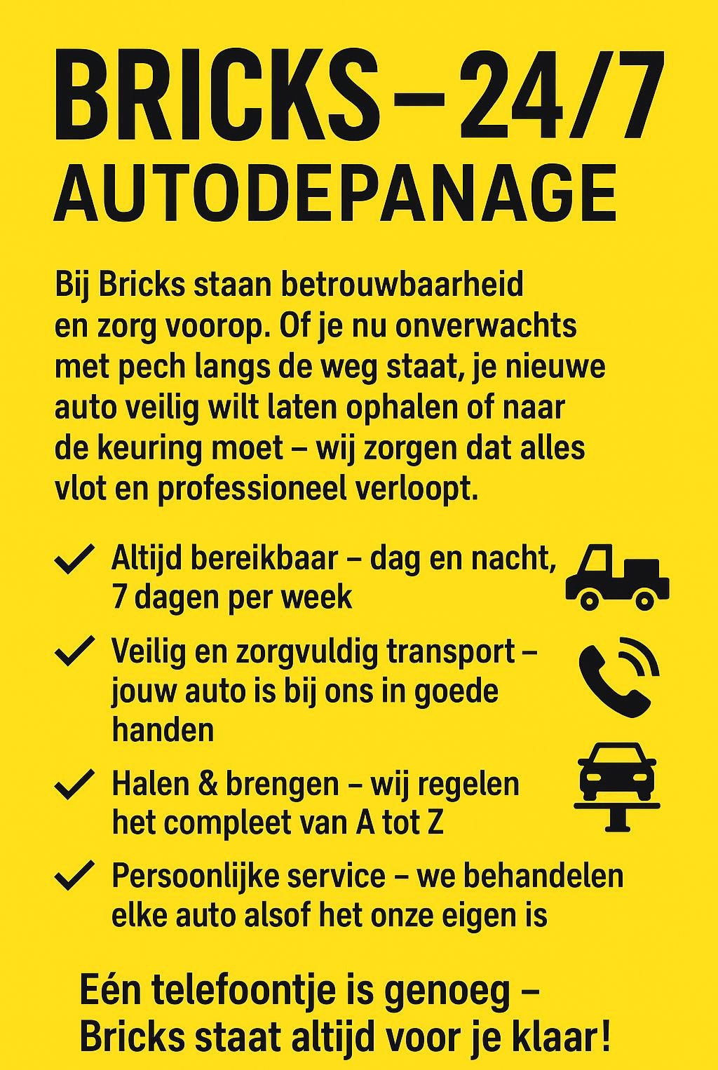 Pechhulpdienst/Takelwagen/Sleepdienst/Schade auto’s, Chauffeursdiensten