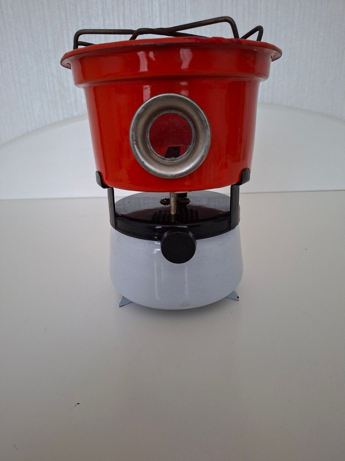 Vintage Petroleumstel - Rood/Wit Emaille Kooktoestel, Ophalen of Verzenden