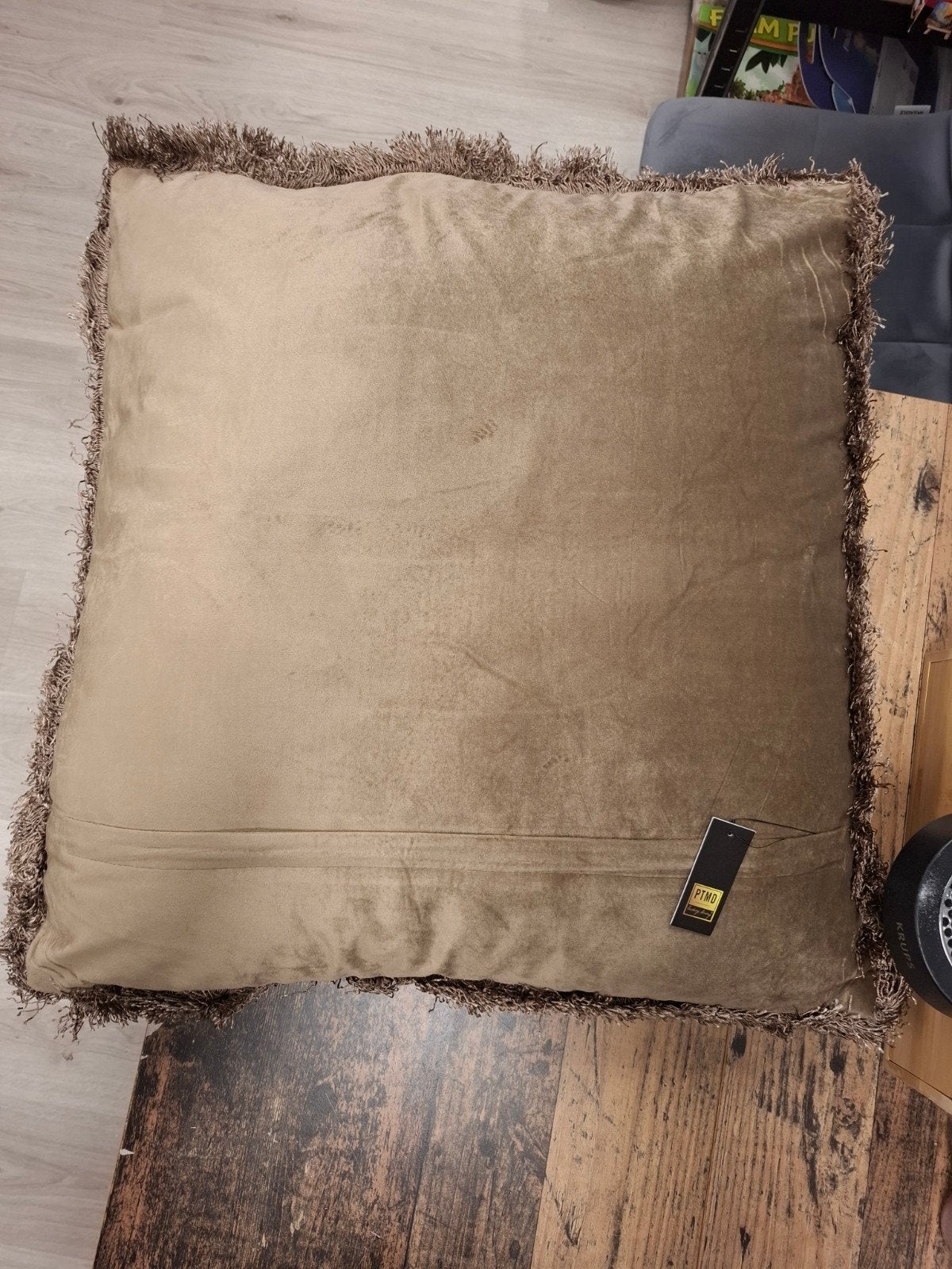 PTMD Velvet Taupe Kussen 60x60 - Prachtig en Luxe, Huis en Inrichting, Woonaccessoires | Kussens, Ophalen of Verzenden, PTMD, PTMD