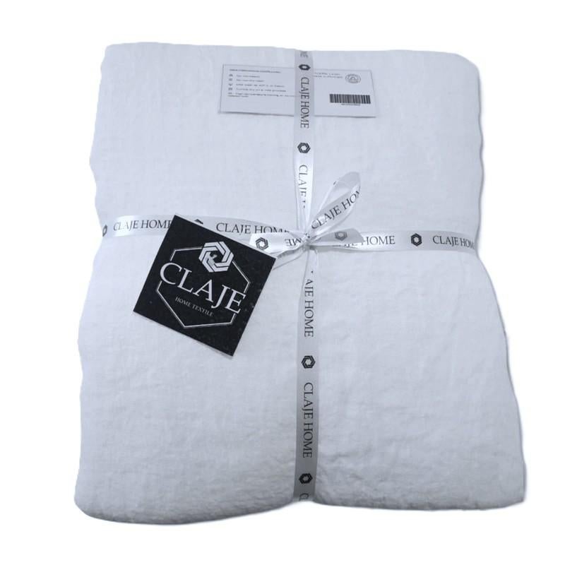 100% linnen dekbedovertrek 240x220 met slopen Bright White, Wit, Dekbedovertrek, Ophalen of Verzenden, Nieuw