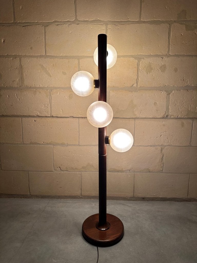Vintage Temde Leuchten vloerlamp, Huis en Inrichting, Gebruikt, Mid century modern, 100 tot 150 cm, Niet ingevuld