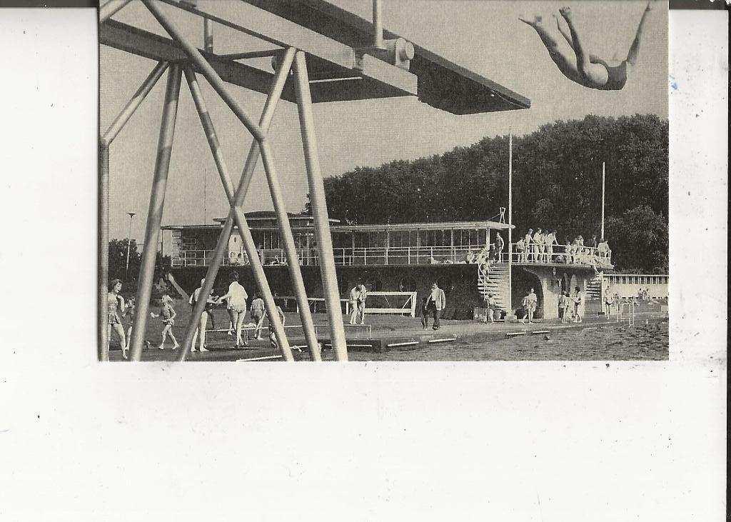 Dordrecht Wantijbad met duikplank, Ophalen of Verzenden, 1920 tot 1940, Ongelopen, Zuid-Holland