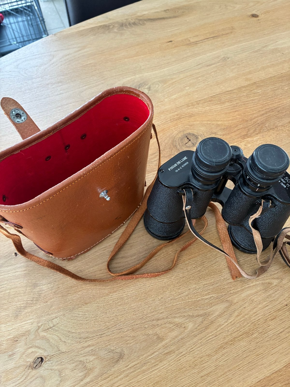 Verrekijker Focus de Luxe 7x50 met lederen tas, Ophalen, Gebruikt, Minder dan 8x, Porro (met knik)