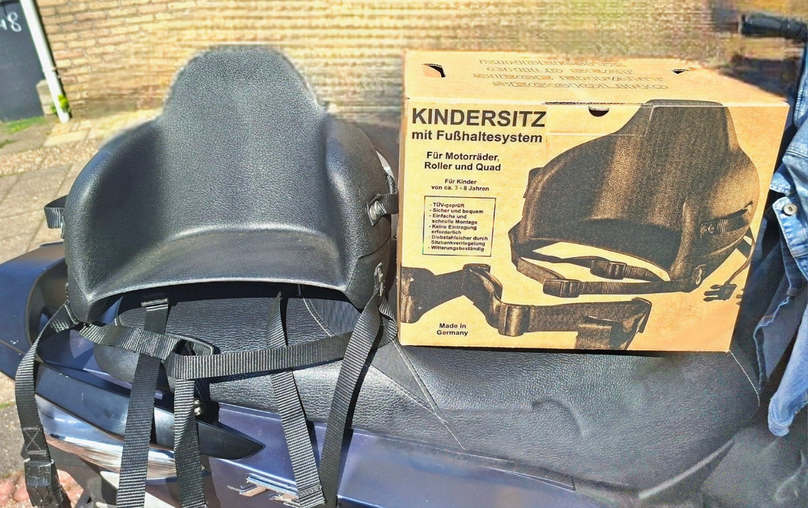 Kinderzitje voor motor, scooter of quad, Ophalen, Zo goed als nieuw