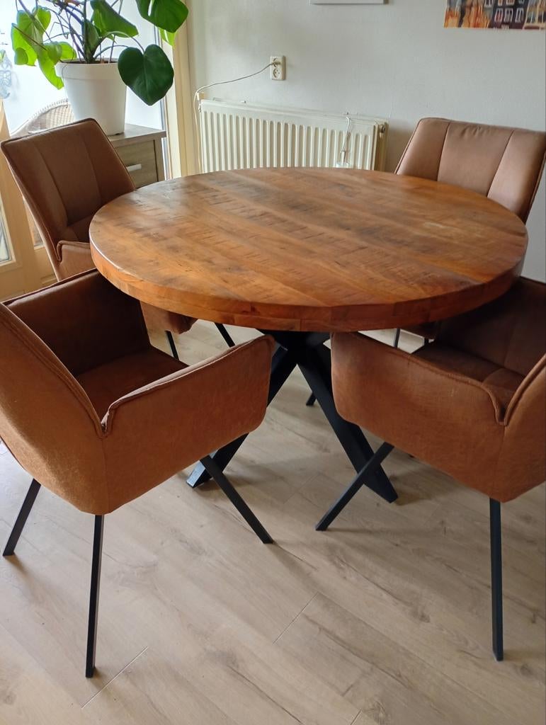 Eethoek, Huis en Inrichting, Tafels | Eettafels, Gebruikt, Rond, Ophalen of Verzenden, Vier personen