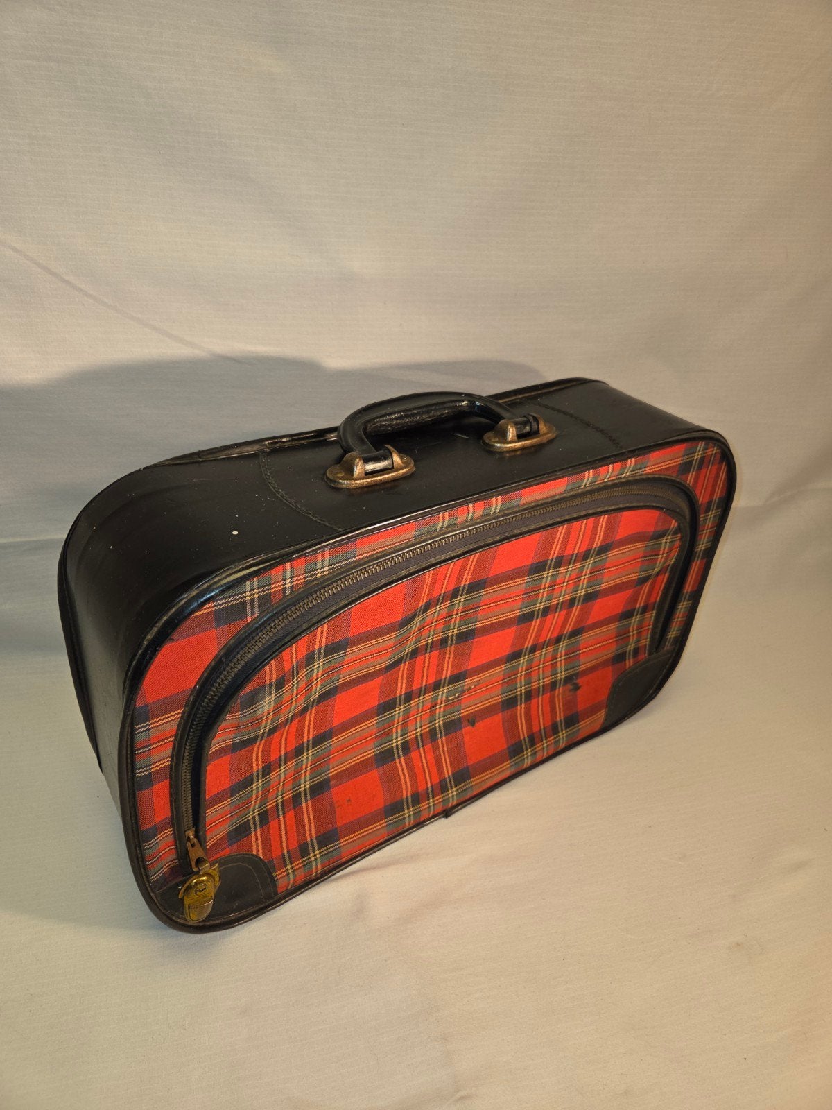 Vintage Schotse ruit koffer - rood/zwart Plaid Design, Antiek en Kunst, Ophalen
