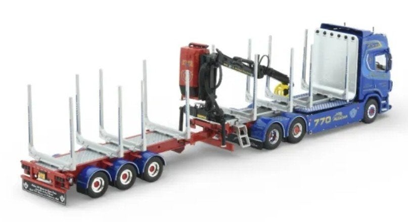 TEKNO SCANIA NEXT GEN + HOUT AANHANGER - ALLAN CARTNET, ., Nieuw, Tekno, Bus of Vrachtwagen
