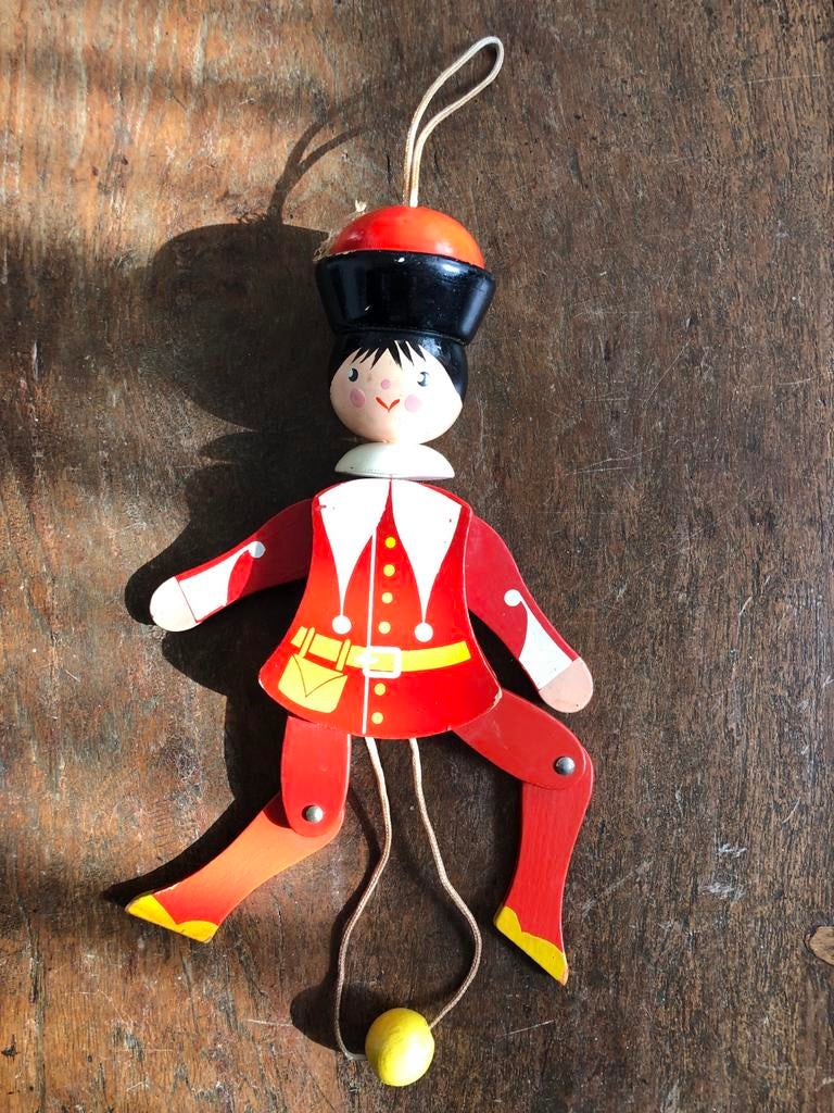 Sevi Trekpop Soldaat - Vintage Houten Speelgoed, Ophalen of Verzenden, Gebruikt