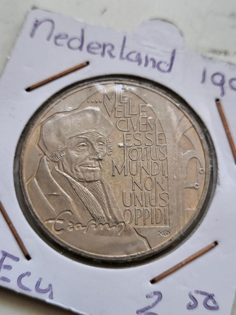 Nederland 1991 2½ ECU Erasmus penning, Ophalen of Verzenden