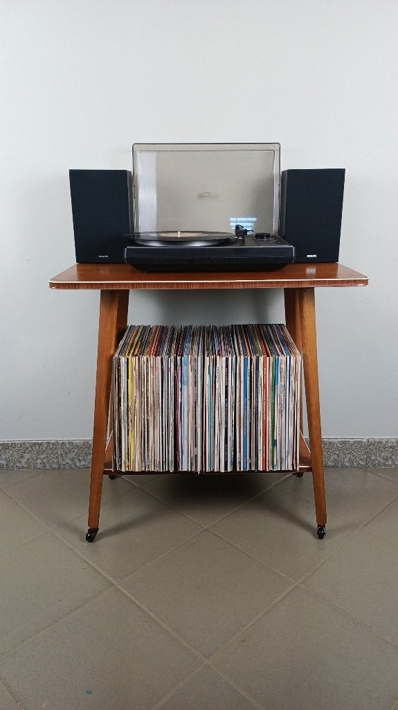 Audiomeubel platenkast platenspelerkast retro vintage hout, Ophalen, Gebruikt, Midcentury-modern, Teakhout