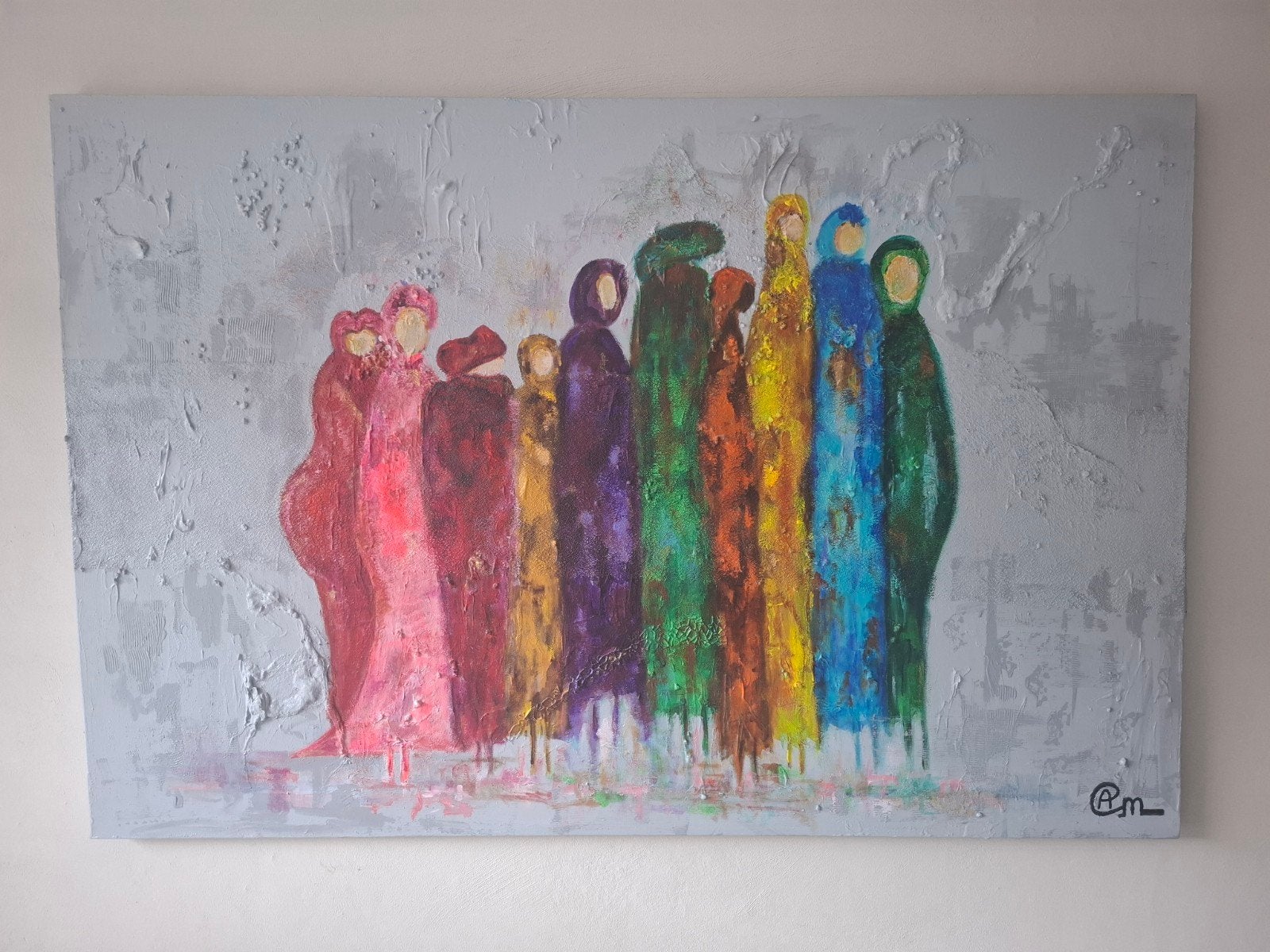 Handgeschilderd Reliëf Schilderij XXL – 150 x 100 cm, Ophalen