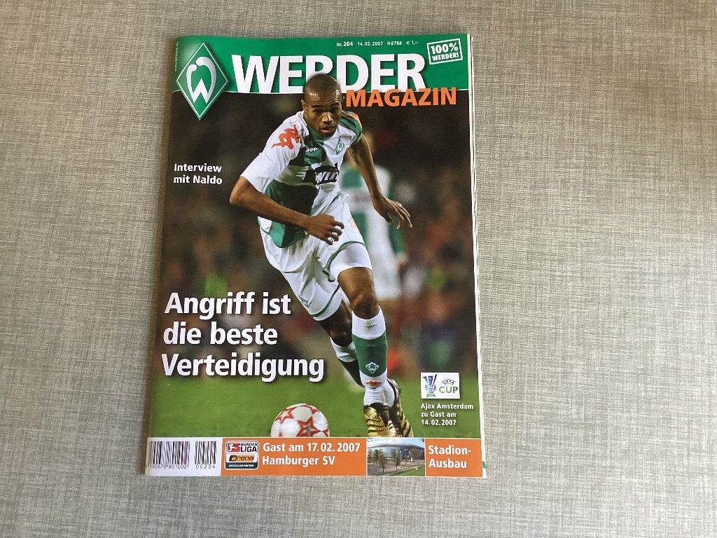 Uefacup wedstrijdprogramma Werder Bremen-Ajax, Ophalen of Verzenden, Zo goed als nieuw, Ajax, Overige typen