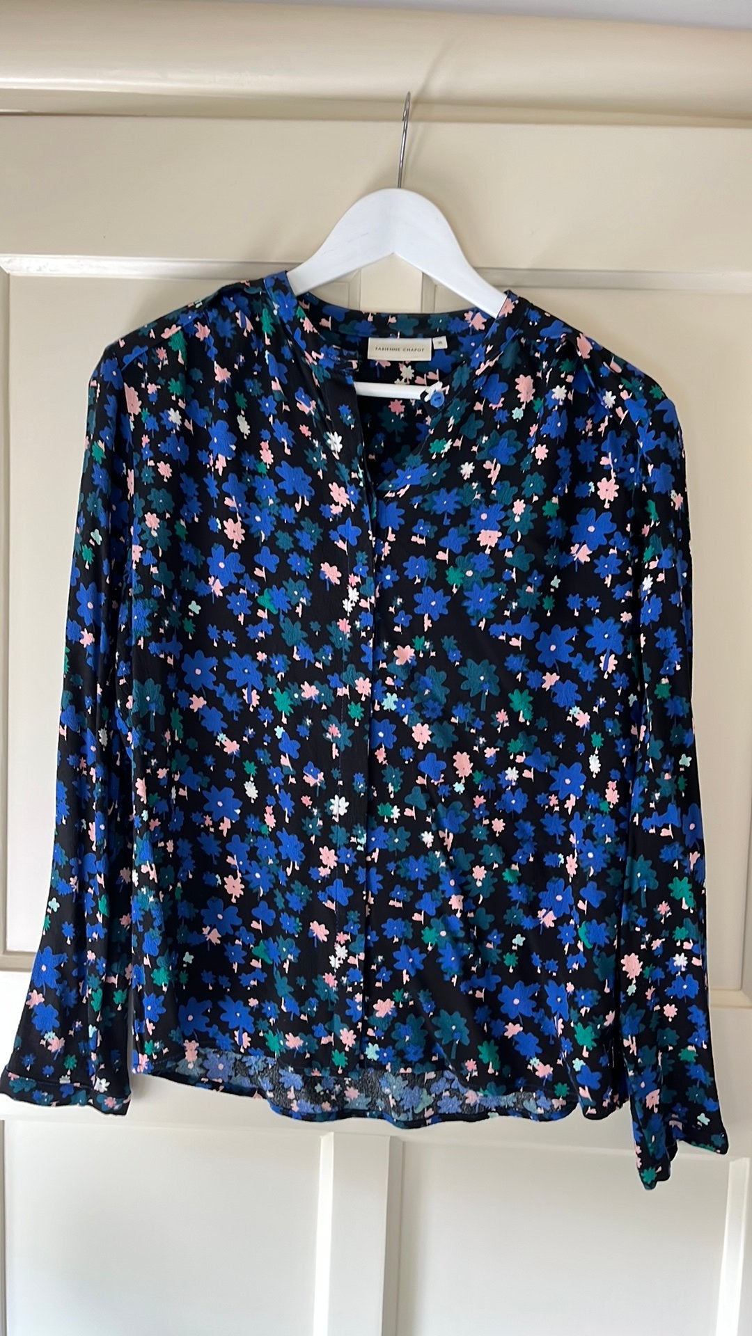 Fabienne Chapot blouse 38 blauw/zwart, Kleding | Dames, Blouses en Tunieken, Ophalen of Verzenden, Zo goed als nieuw, Maat 38/40 (M)