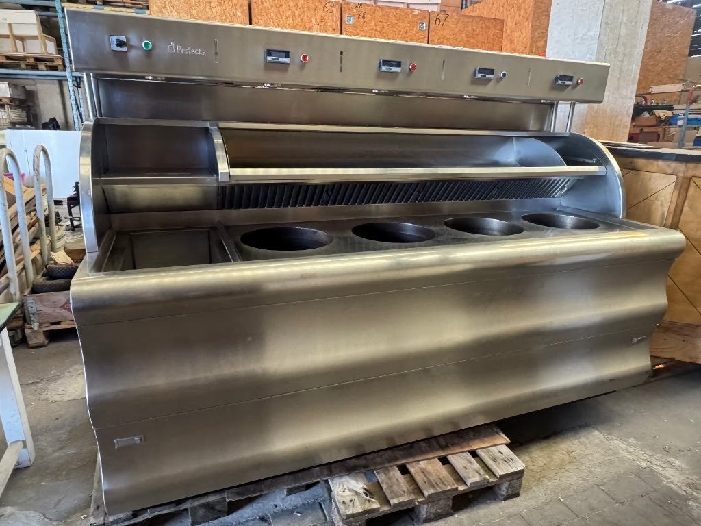 Friteuse/bakwand aardgas Perfecta Bain-Marie 4 frituurbakken, Ophalen, Gebruikt, Fornuis, Frituur en Grillen