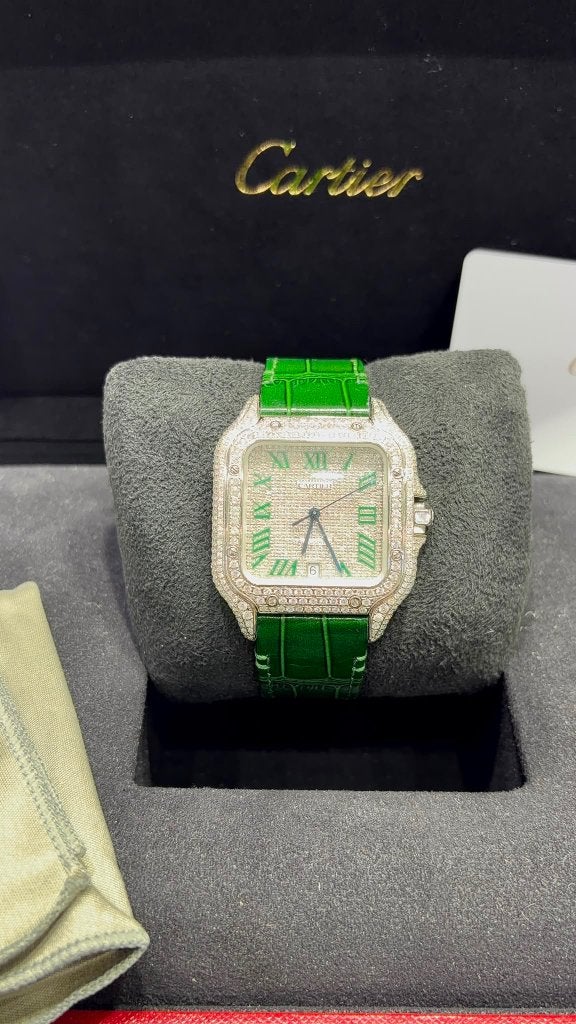 Cartier santos 40mm XL box& papers 15ct diamonds vvs F, Overige merken, Polshorloge, Nieuw, Ophalen of Verzenden