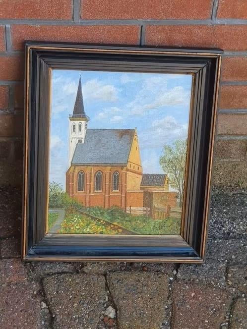 Schilderij de kerk van den Hoorn Texel B. v. d. Waard, Ophalen