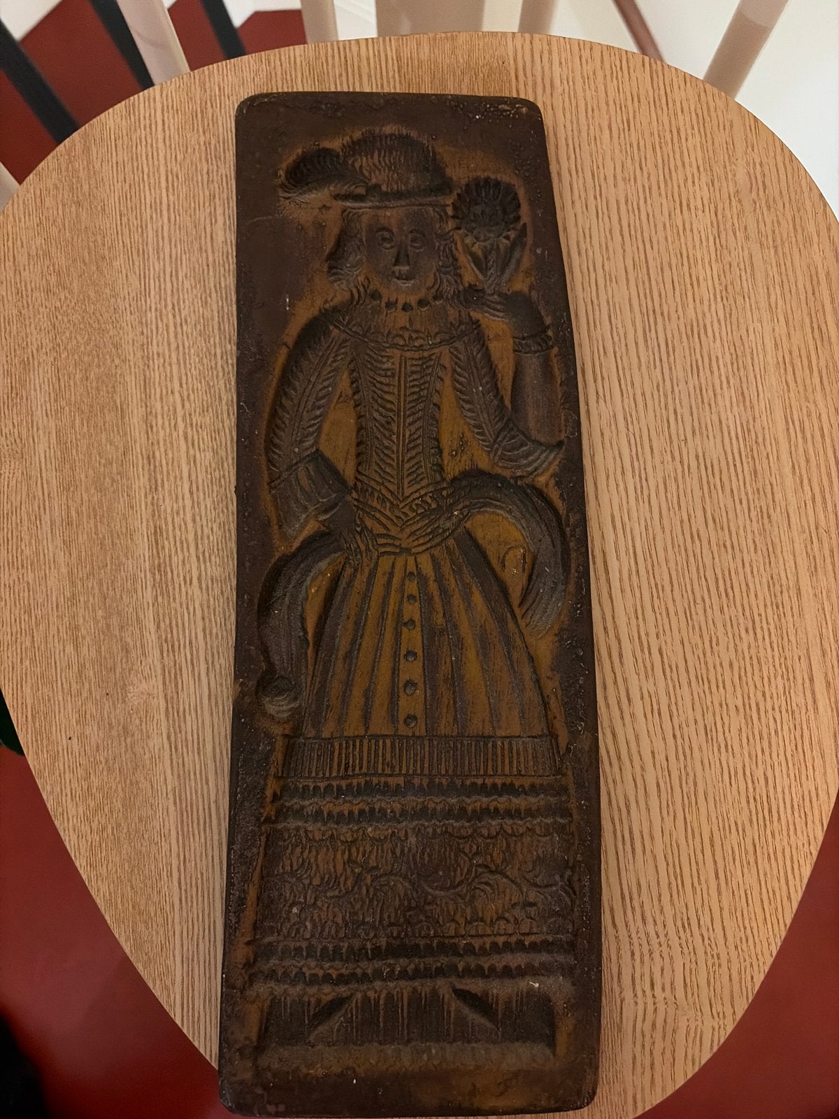 Antieke houten speculaasplank - Vrouw in klederdracht, Ophalen of Verzenden